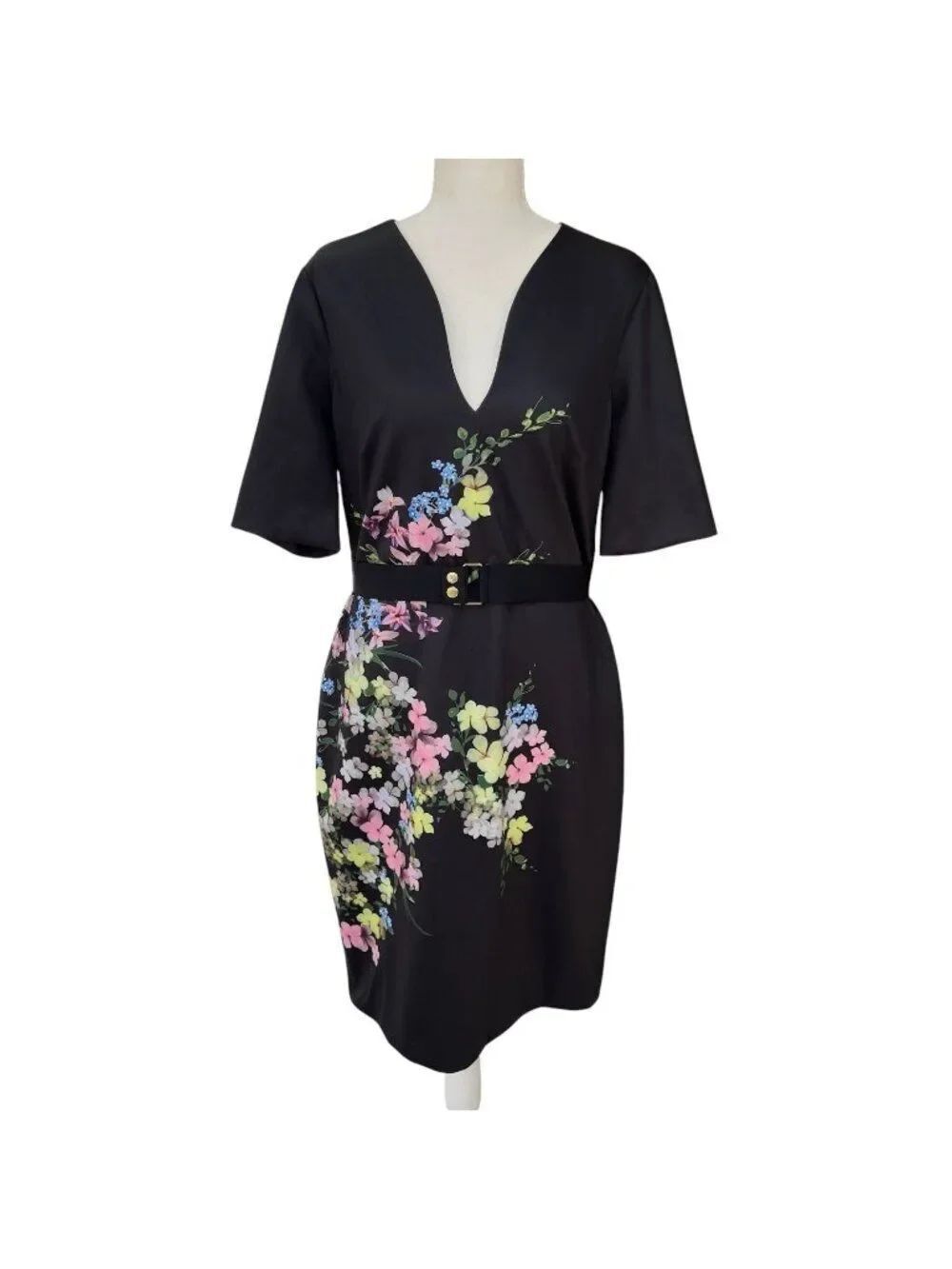 Ted Baker Soliaa Pergola Belted Floral Body Con Dress Black Size 4
